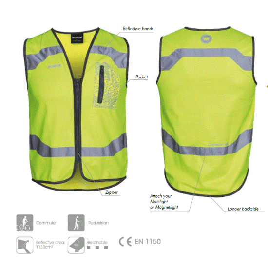 Fluo jas met rits en borstzakje - Fluojas EN 1150 certificaat